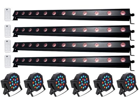 4) American DJ ADJ UB 12H 41.75  RGBAW+UV LED DMX Wash Light Bars+6) Par Lights For Sale