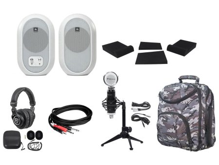 (2) JBL 104 Powered Bluetooth Studio Monitors+Headphones+Mic+Backpack 104SET-BTW For Cheap