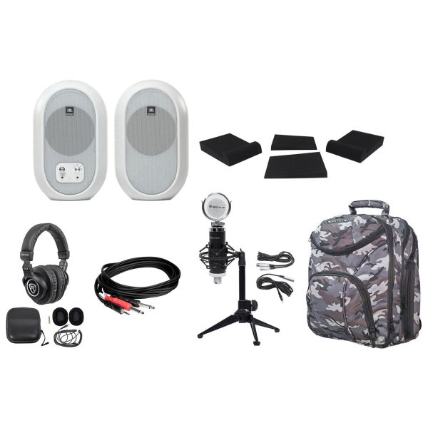 (2) JBL 104 Powered Bluetooth Studio Monitors+Headphones+Mic+Backpack 104SET-BTW For Cheap