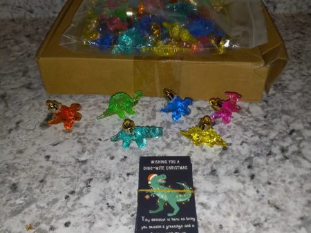 Christmas Dinosaur Ornaments with cards, 52 pcs Hot on Sale