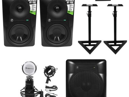 (2) Mackie MR524 5” Powered Studio Monitors+10  Active Sub+Mic+Mount+Stands+Pads Online now