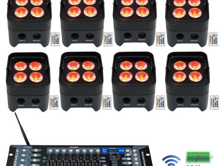 8 Rockville BEST PAR 50 Battery Par Wash Lights Wireless DMX+Controller+RGBWA+UV Online