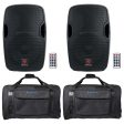 (2) Rockville BPA12 12  Bluetooth 1200w DJ PA Speakers+Weatherproof Carry Bags Cheap