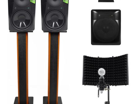 2) Mackie MR824 8” Studio Monitors+10  Active Sub+Mic+Mount+36  Stands+Pads on Sale