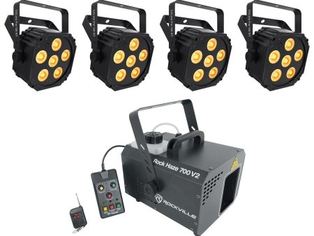 (4) Chauvet DJ Ezlink Par Q6 BT Wireless RGBA Bluetooth Wash Lights+Haze Machine Discount