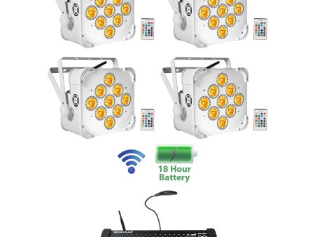 4) Rockville BEST PAR 60 Battery Wash Lights Wireless DMX+384 Channel Controller Discount