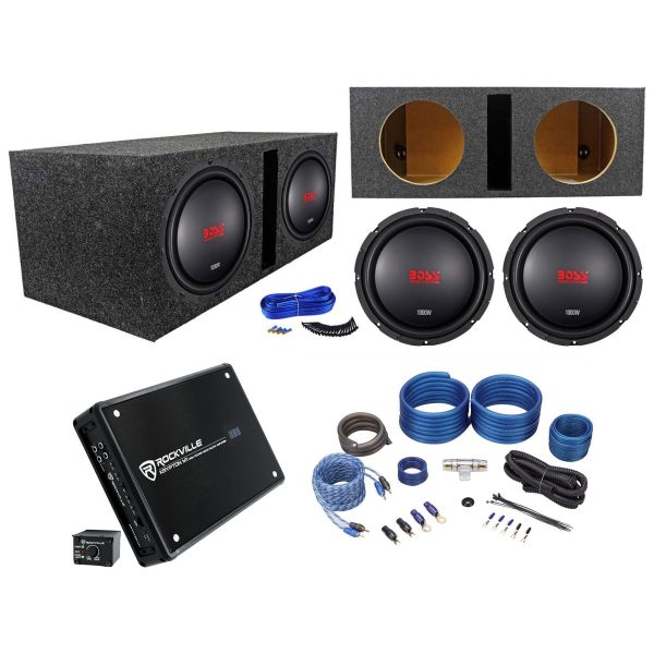 (2) Boss Audio CXX104DVC 10  2000w Subwoofers+Vented Box+Mono Amplifier+Amp Kit Sale