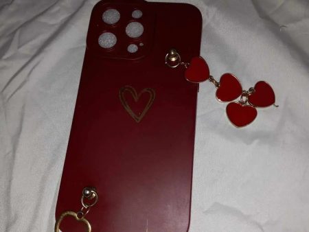 iPhone 14 Case, Purple with Hearts For Sale