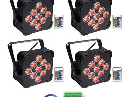 (4) Rockville BEST PAR 60 Rechargable Par Can Wash Lights wWireless DMX+RGBWA+UV For Cheap