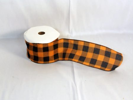 15 Yard Wired-Edge Buffalo Plaid Ribbon Cheap