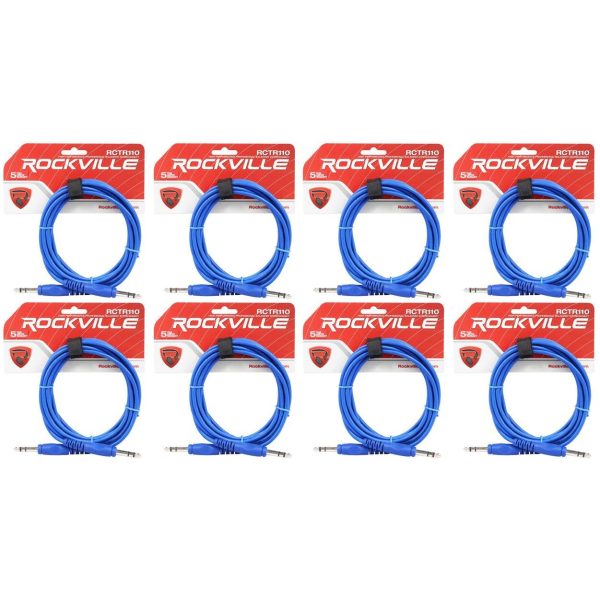 8 Rockville RCTR110BL Blue 10  1 4   TRS to 1 4   TRS  Cable 100% Copper Discount