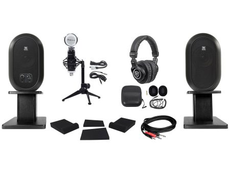 (2) JBL 104 Powered Studio Monitors w Bluetooth+Stands+Headphones+Mic 104SET-BT For Sale