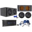 (2) American Bass XR-12D4 2400w 12  Competition Subwoofers+Box+Amplifier+Amp Kit Supply