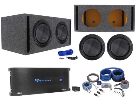 (2) American Bass XR-12D4 2400w 12  Competition Subwoofers+Box+Amplifier+Amp Kit Supply