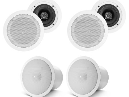 (4) HC55 5.25  300 Watt White In-Ceiling Home Theater Speakers+JBL Subwoofers For Discount