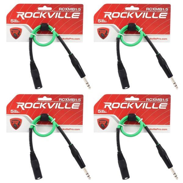 4 Rockville RCXMB1.5G Green 1.5  Male REAN XLR to 1 4   TRS Balanced Cables Discount