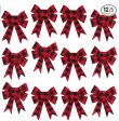 12pc Set of Red Buffalo Plaid 5-Loop Bows Online Sale