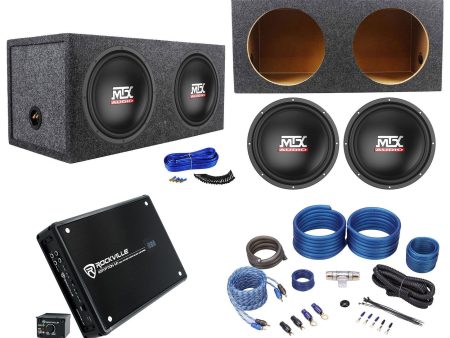 (2) MTX Terminator TN12-02 12” 800w Subwoofers+Sealed Box+Mono Amplifier+Amp Kit Online Sale