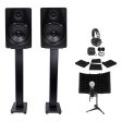 2) Rockville APM8B 8 500w Studio Monitors+36  Stands+Pads+Headphones+Mic+Shield Hot on Sale