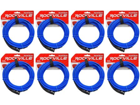 8 Rockville RCXFB25Bl Blue 25  Female REAN XLR to 1 4   TRS Balanced Cables OFC Online Hot Sale