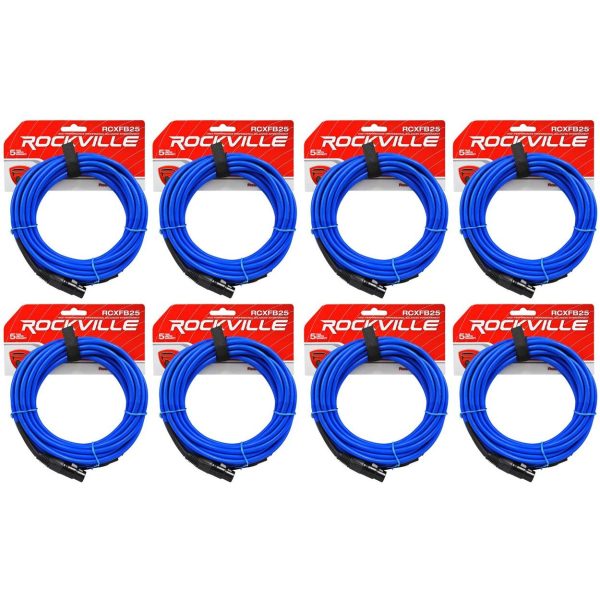 8 Rockville RCXFB25Bl Blue 25  Female REAN XLR to 1 4   TRS Balanced Cables OFC Online Hot Sale