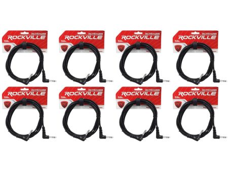 8 Rockville RCTR110RR-B 10  Black 1 4  TRS Right Angle to Same Cable 100% Copper Supply