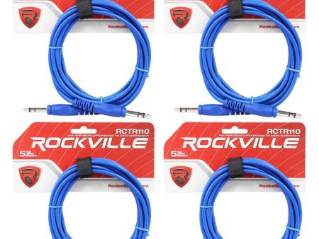 4 Rockville RCTR110BL Blue 10  1 4   TRS to 1 4   TRS  Cable 100% Copper on Sale