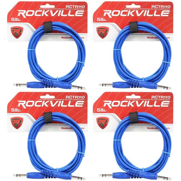 4 Rockville RCTR110BL Blue 10  1 4   TRS to 1 4   TRS  Cable 100% Copper on Sale