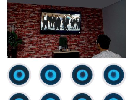 (8) Rockville HC85B-LED 8  700 Watt In-Ceiling Home Theater Speakers w Blue LED Sale