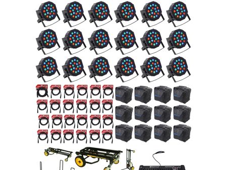 (24) Rockville RockPAR50 Par Can Wash Lights+DMX Controller+Cables+Bags+Cart Discount