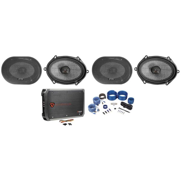 4) American Bass SQ 5.7 5x7  6x8  75w RMS Car Speakers+4-Channel Amplifier+Wires Discount