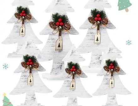 Wooden Christmas Tree Decorations, Set of 6 For Sale