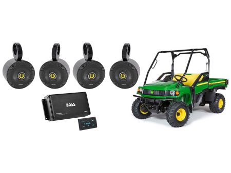 (4) Kicker 5.25  Tower Speakers+Bluetooth Amp For John Deere Gator XUV RSX For Cheap