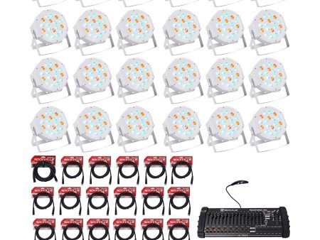 24) Rockville RockPAR50 WHT DJ Club Wash Lights+384 Ch DMX Controller+Cables For Discount