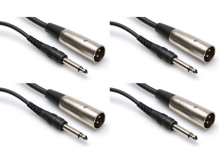 (4) Hosa PXM-115 15 Foot 1 4  TS To XLR Male Unbalanced Audio Cables For Sale