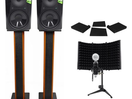 2) Mackie MR824 8” 85w Studio Monitors+Condenser Mic+36  Stands+Pads+Shield Discount