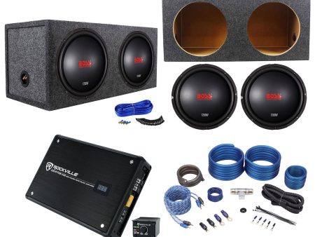 (2) Boss Audio CXX124DVC 12  2400w Subwoofers+Sealed Box+Mono Amplifier+Amp Kit Cheap