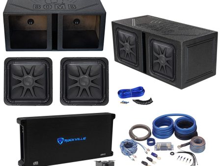 (2) Kicker 44L7S152 15  4000 Watt Solobaric L7S Subwoofers+Amp+Bedlined Sub Box Online Sale