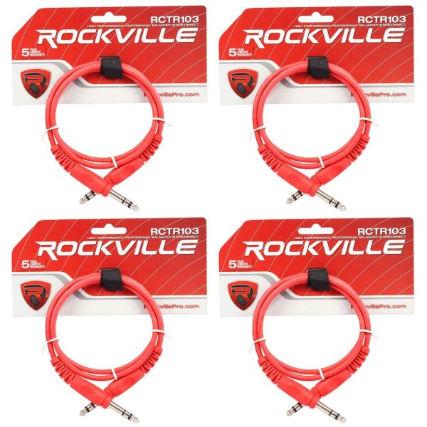 4 Rockville RCTR103R Red 3  1 4   TRS to 1 4   TRS Cable 100% Copper Online Hot Sale