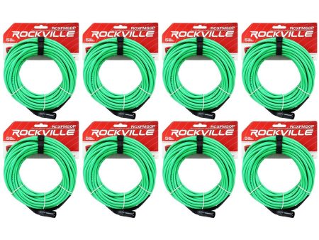 8 Rockville RCXFM50P-G Green 50  Female to Male REAN XLR Mic Cable 100% Copper Online Sale