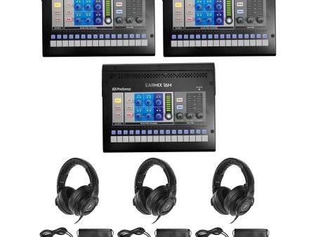 3 PRESONUS EarMix 16M 16x2 16-Ch. AVB Monitor Headphone Mixers Bundle with Mackie Headphones Discount