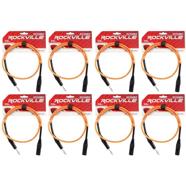 8 Rockville RCXMB3-O Orange 3  Male REAN XLR to 1 4   TRS Balanced Cables Cheap