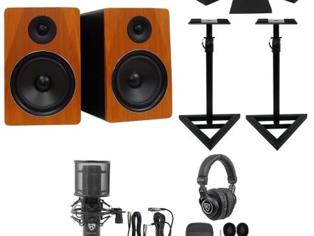 (2) Rockville APM8C 8  Powered USB Studio Monitors+Stands+Pads+Mic+Headphones Online Sale