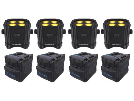 (4) Chauvet DJ Ezlink Par Q4 BT Wireless Rechargeable Bluetooth Wash Lights+Bags Online now