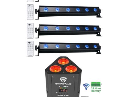 (4) American DJ ADJ UB 6H 22.5  RGBAW+UV LED DMX Wash Light Bars+Wireless Light Discount