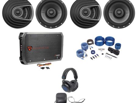 (4) Polk Audio MM652 6.5” 1200w Car Audio Speakers+Amplifier+Wires+Headphones Sale