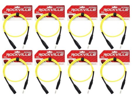 8 Rockville RCXMB3-Y Yellow 3  Male REAN XLR to 1 4   TRS Balanced Cables For Discount