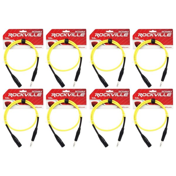 8 Rockville RCXMB3-Y Yellow 3  Male REAN XLR to 1 4   TRS Balanced Cables For Discount