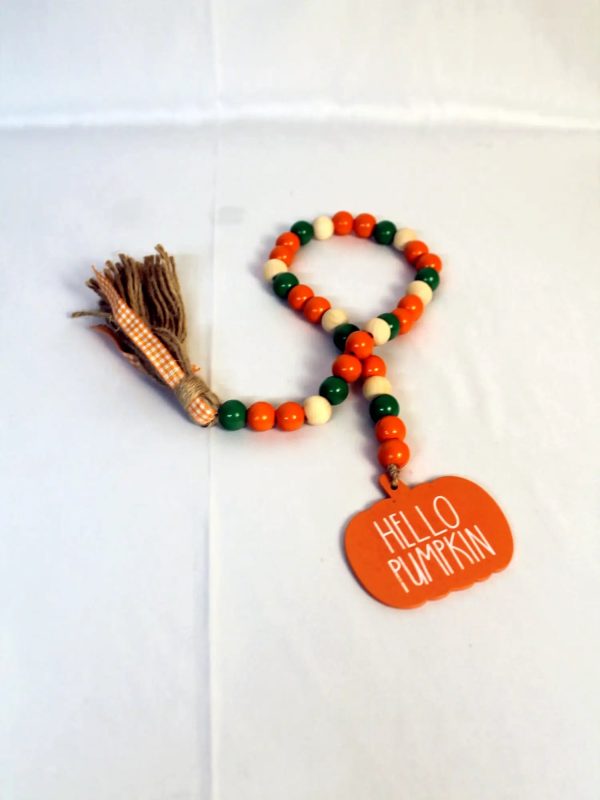 Wooden Bead Autumn Fall Pumpkin Garland with Tassel Online