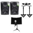 (2) Mackie MR824 8” 85w Powered Studio Monitors+Condenser Mic+Stands+Pads+Shield Hot on Sale